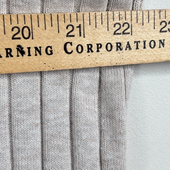 VTG Eddie Bauer Turtleneck Sweater L Beige Oatmeal Ribbed Cotton 3/4 Sleeve Tan - Picture 7 of 9